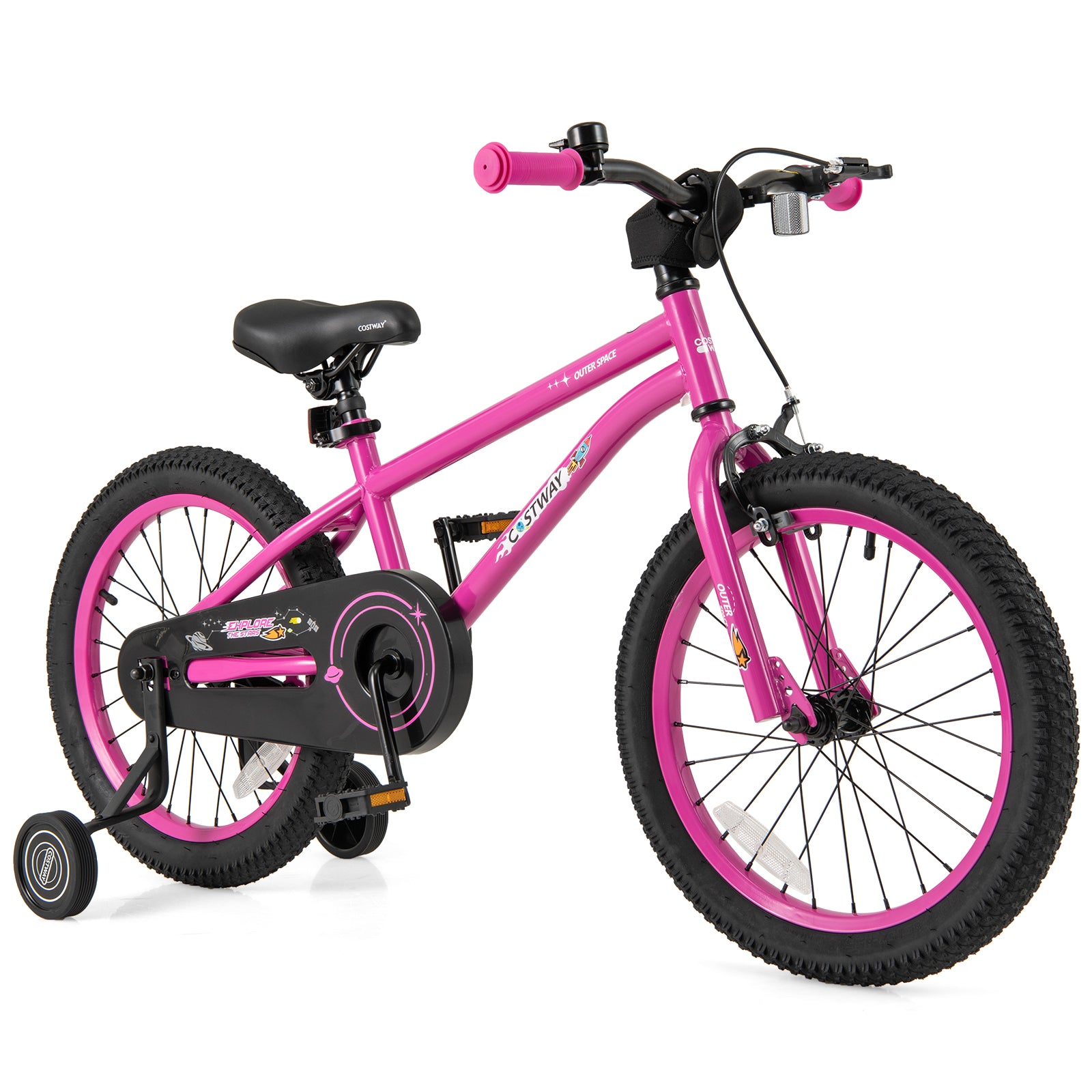 18 Inch Kids Bike, Adjustable For 4-8 Years With Training Wheels, Pink Kids Bike Pink at Gallery Canada