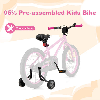 18 Inch Kids Bike for 4-8 Years Old Adjustable with Removable Training Wheels, Pink Kids Bike at Gallery Canada