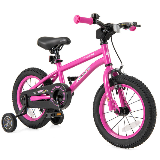 14 Inch Kids Bike for 3-5 Years Old Adjustable with Removable Training Wheels, Pink Kids Bike Pink at Gallery Canada
