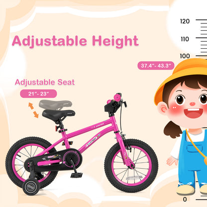 14 Inch Kids Bike for 3-5 Years Old Adjustable with Removable Training Wheels, Pink Kids Bike at Gallery Canada