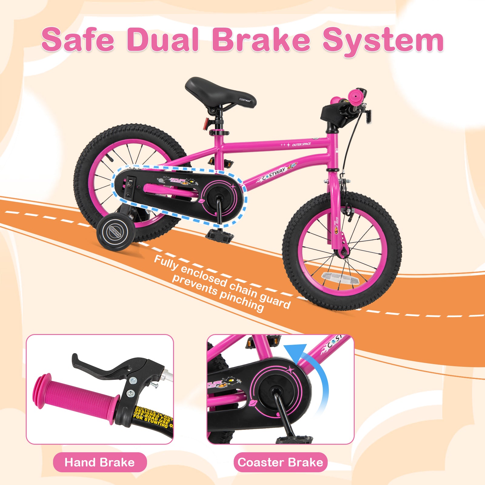 14 Inch Kids Bike for 3-5 Years Old Adjustable with Removable Training Wheels, Pink Kids Bike at Gallery Canada