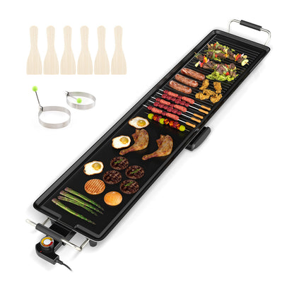 39.5 Inch Electric Griddle, 2 Cooking Surfaces, Adjustable Temperatures, Black Cookware & Bakeware at Gallery Canada