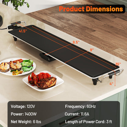 35 Inch Extra Large Electric Griddle with Adjustable Temperature Thermostats and Drip Tray, Black Cookware & Bakeware at Gallery Canada