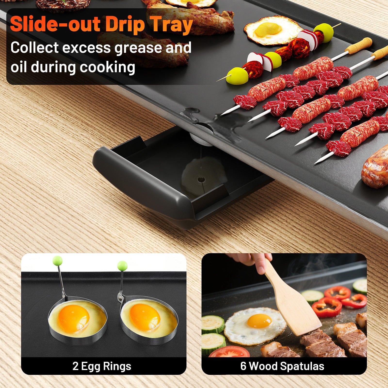 35 Inch Extra Large Electric Griddle with Adjustable Temperature Thermostats and Drip Tray, Black Cookware & Bakeware at Gallery Canada