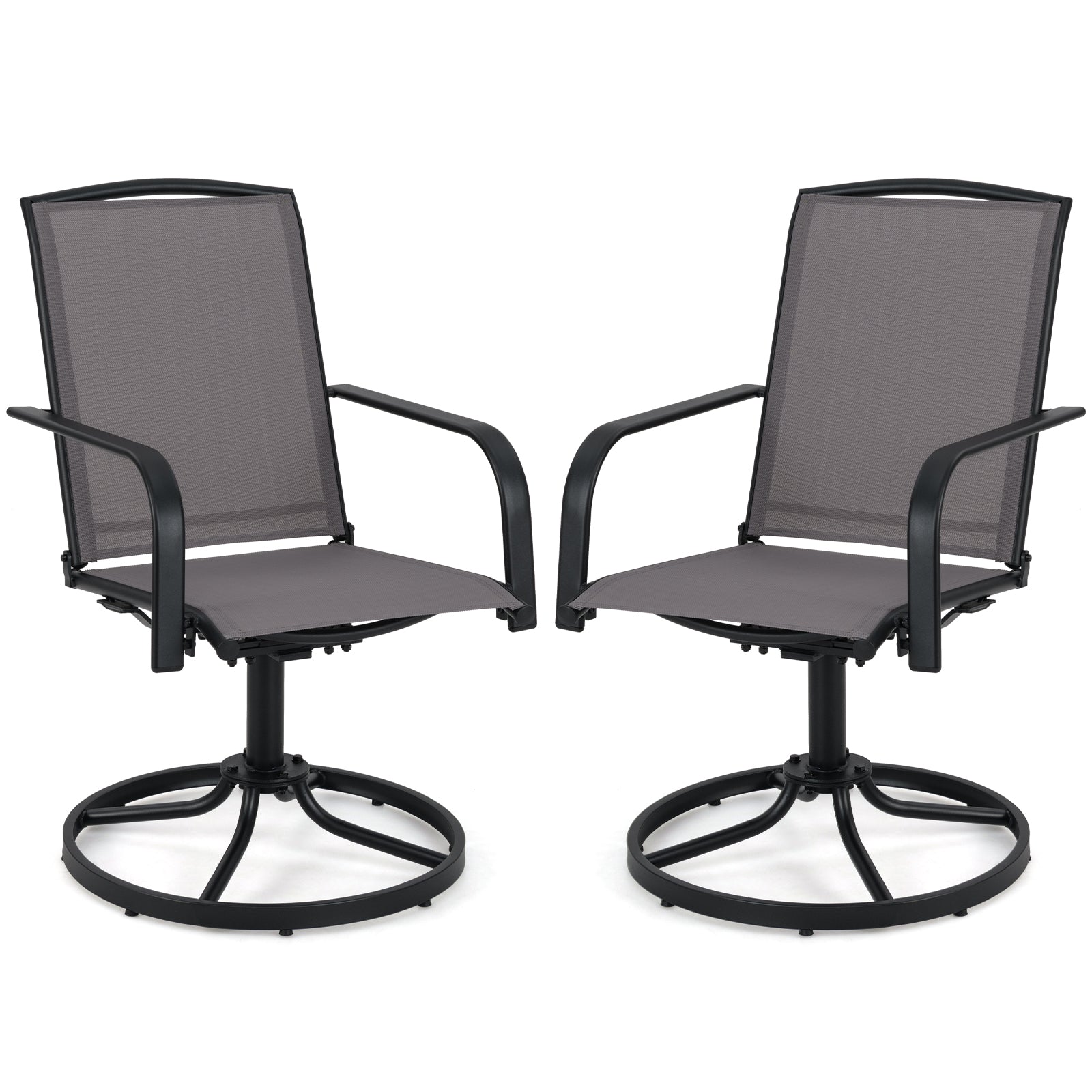 Outdoor Swivel Chairs, Set of 2, High Back, Breathable Seat, Gray Patio Rocking Chairs & Gliders Gray at Gallery Canada