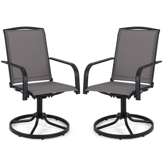Outdoor Swivel Chairs, Set of 2, High Back, Breathable Seat, Gray Patio Rocking Chairs & Gliders Gray at Gallery Canada