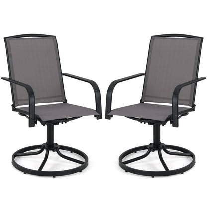 Outdoor Swivel Chairs, Set of 2, High Back, Breathable Seat, Gray