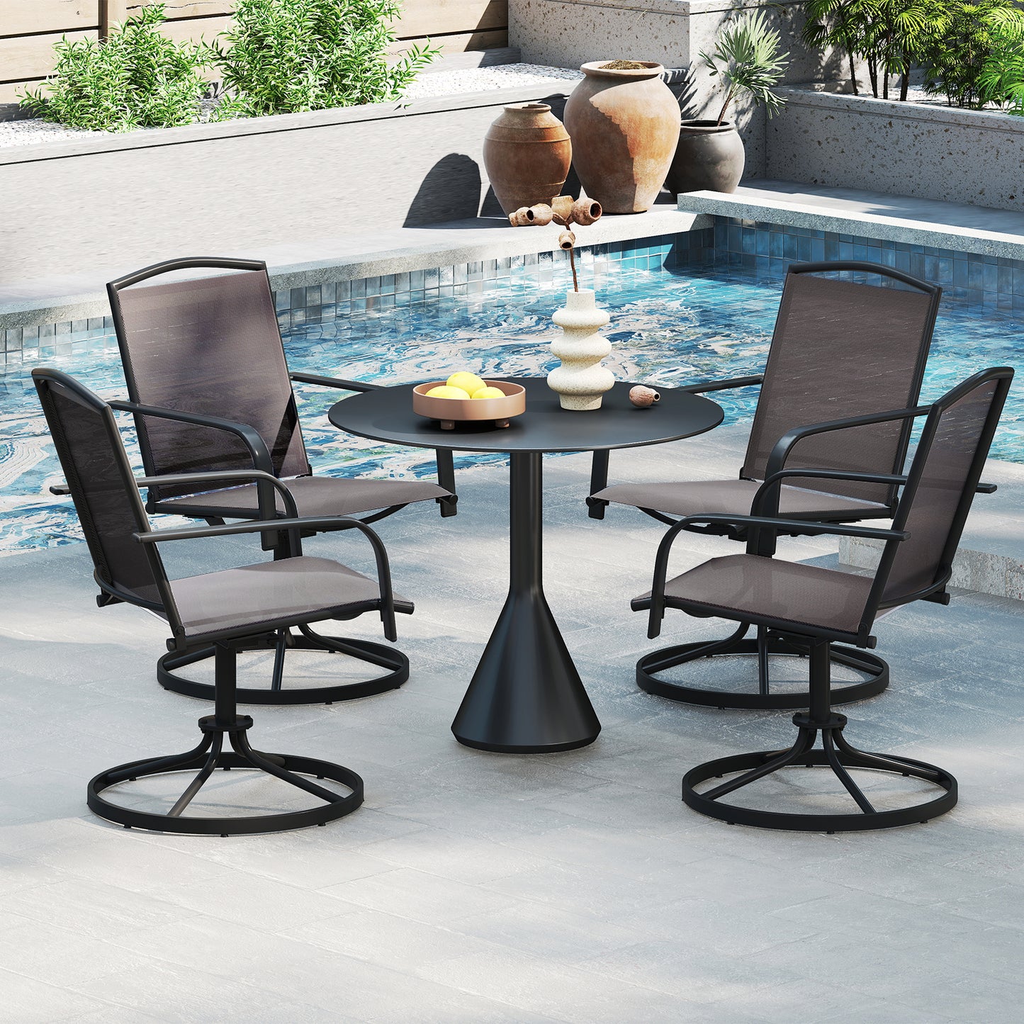Outdoor Swivel Chairs, Set of 2, High Back, Breathable Seat, Gray Patio Rocking Chairs & Gliders at Gallery Canada
