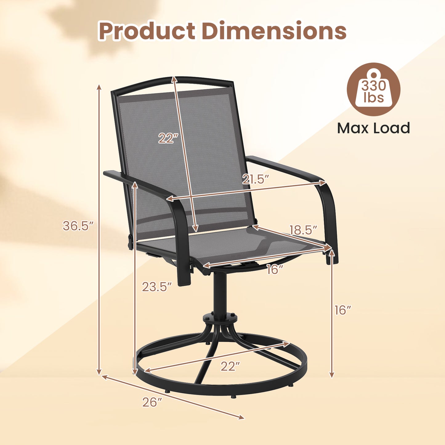 Outdoor Swivel Chairs, Set of 2, High Back, Breathable Seat, Gray Patio Rocking Chairs & Gliders at Gallery Canada