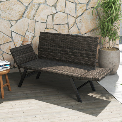Patio Convertible Sofa for 2 Quick Dry Foam Padded Rattan with Armrests, Gray Outdoor Benches at Gallery Canada