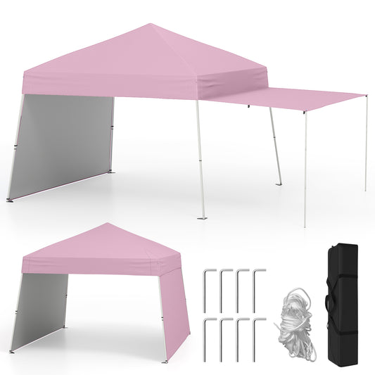 14 x 9.2 Feet Pop Up Canopy Tent, With 2 Sidewalls And Stakes, Pink