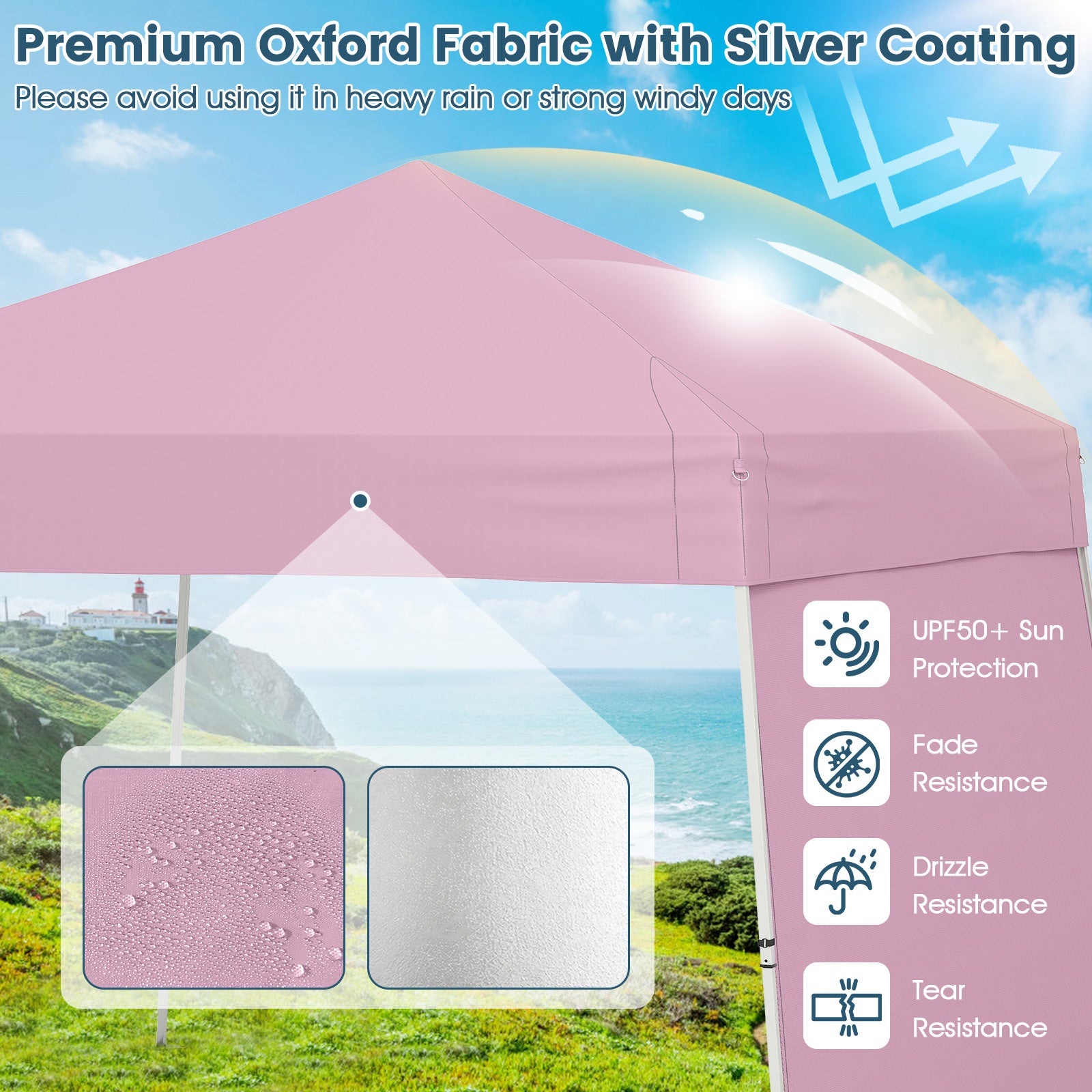 14 x 9.2 Feet Pop up Canopy Tent with 2 Convertible Sidewalls to Awning and Stakes, Pink Canopies at Gallery Canada
