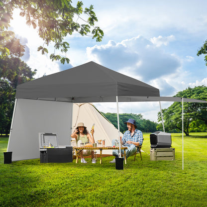 14 x 9.2 Feet Pop up Canopy Tent with 2 Convertible Sidewalls to Awning and Stakes, Gray Canopies at Gallery Canada