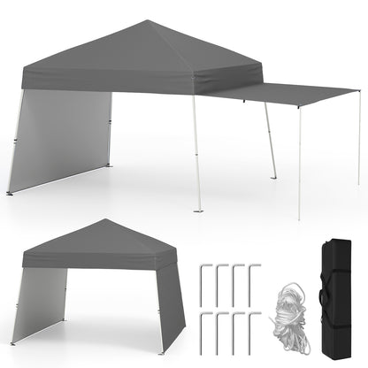 14 x 9.2 Feet Pop up Canopy Tent with 2 Convertible Sidewalls to Awning and Stakes, Gray Canopies at Gallery Canada