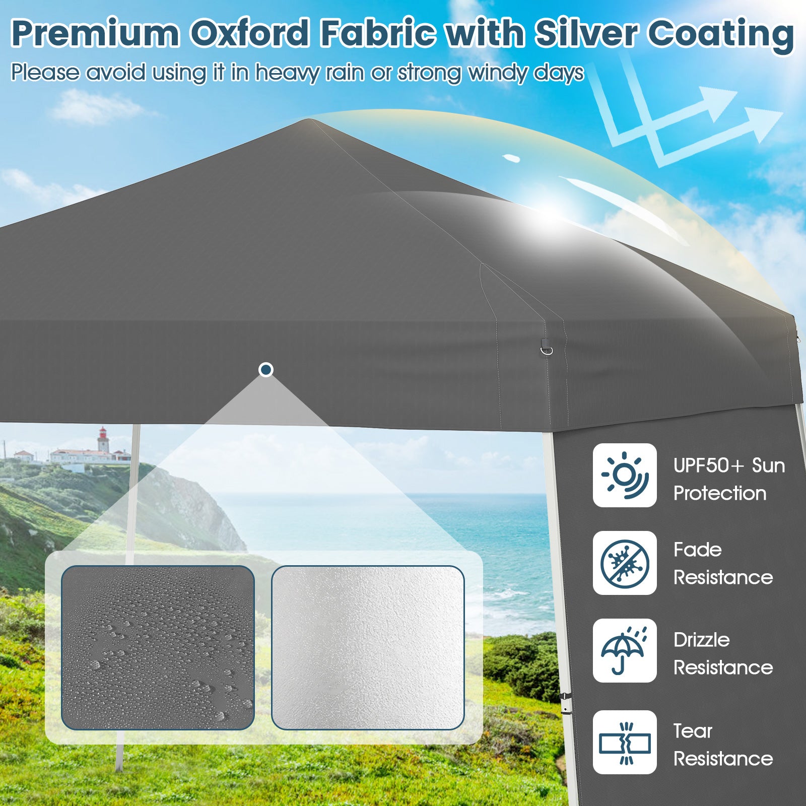 14 x 9.2 Feet Pop up Canopy Tent with 2 Convertible Sidewalls to Awning and Stakes, Gray Canopies at Gallery Canada