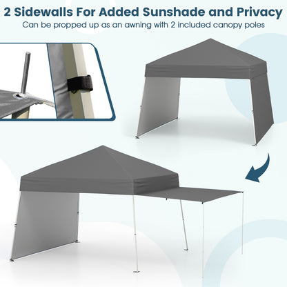 14 x 9.2 Feet Pop up Canopy Tent with 2 Convertible Sidewalls to Awning and Stakes, Gray Canopies at Gallery Canada
