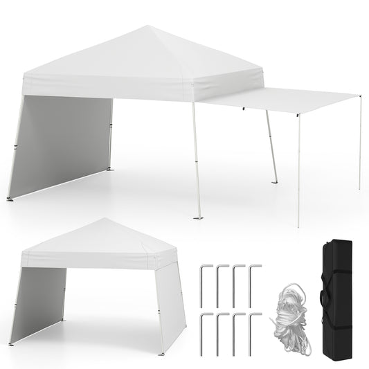 14 x 9.2 Feet Pop Up Canopy Tent, With 2 Convertible Sidewalls, White