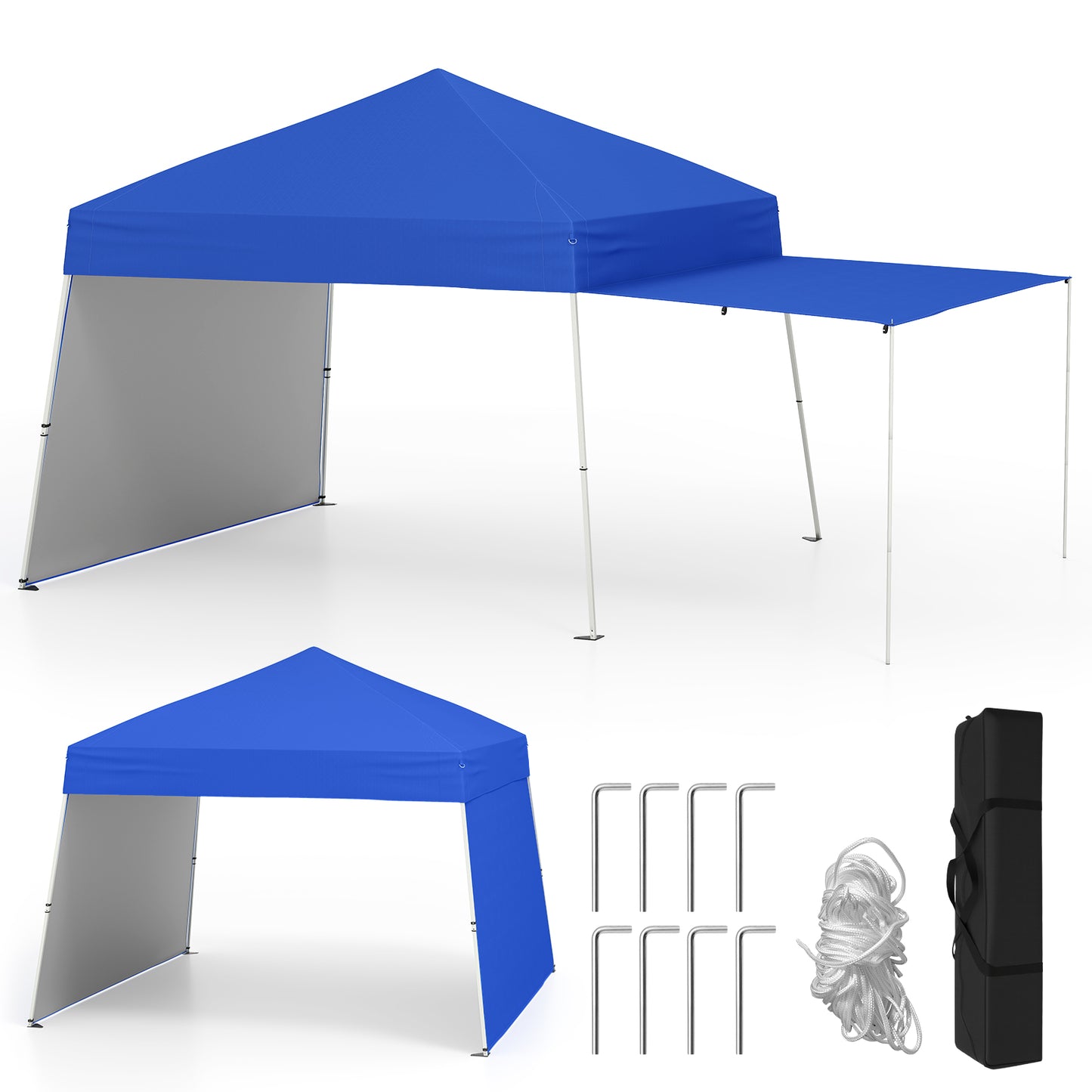 14 x 9.2 Feet Pop Up Canopy Tent, With 2 Convertible Sidewalls, Blue Canopies at Gallery Canada