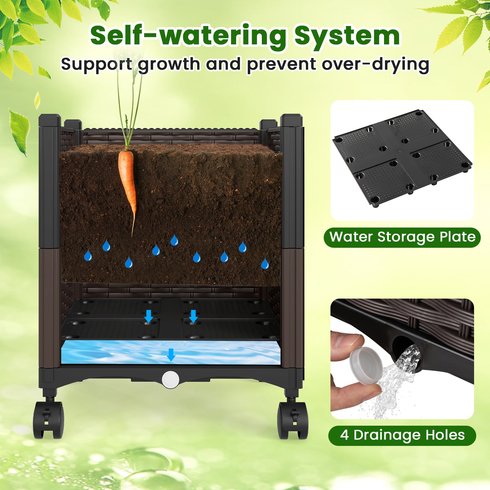 87 Inch Tall Raised Garden Bed with Plant Box Trellis and Lockable Wheels Adjustable Height Plant Supports at Gallery Canada