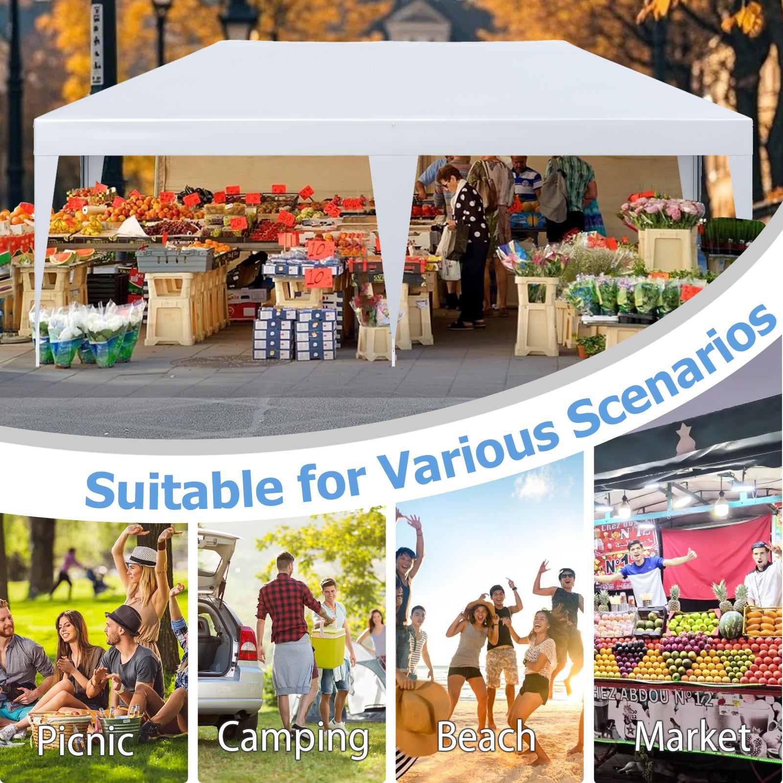 10 x 20 FT Pop up Canopy Tent with Carry Bag for Party BBQ, White Canopies at Gallery Canada