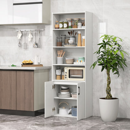 70 Inch Bookcase 6-Tier with Adjustable Shelves and 2-Door Cabinet, White Bookcases at Gallery Canada