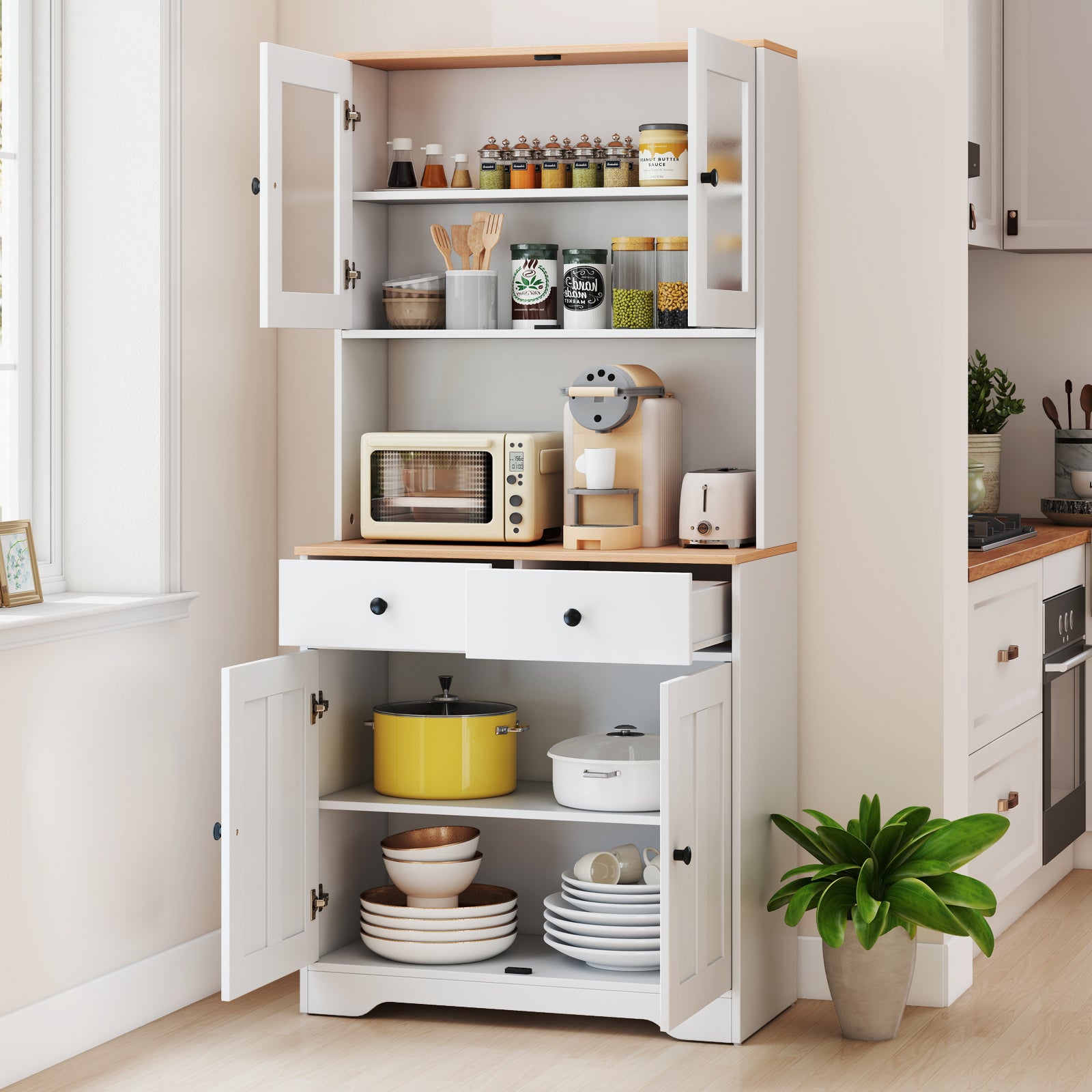 Pantry Cabinet with 2 Removable Shelves, White Sideboards Cabinets & Buffets at Gallery Canada