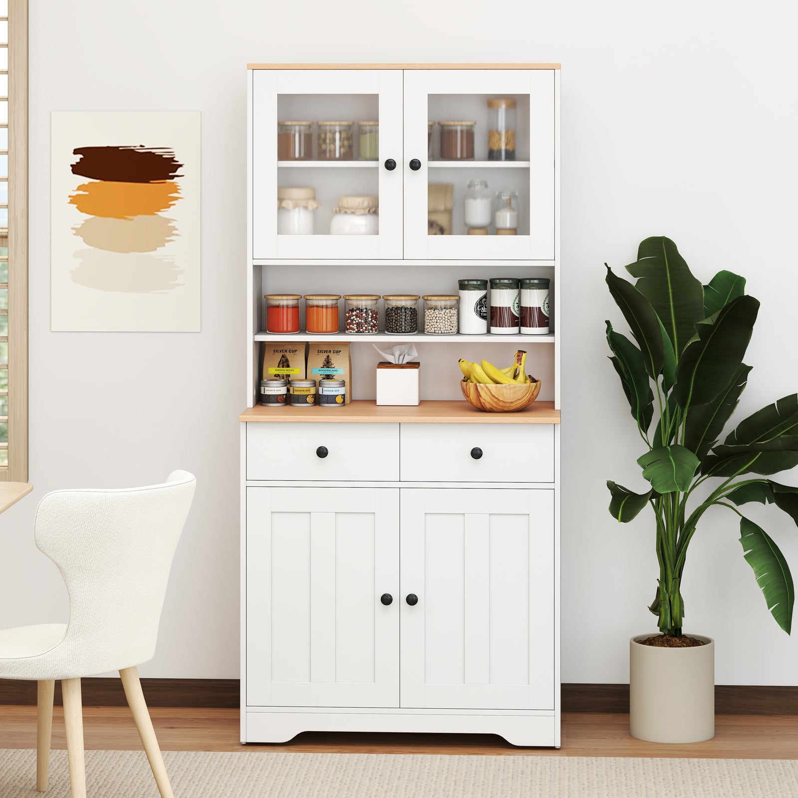 Pantry Cabinet with 2 Removable Shelves, White Sideboards Cabinets & Buffets at Gallery Canada