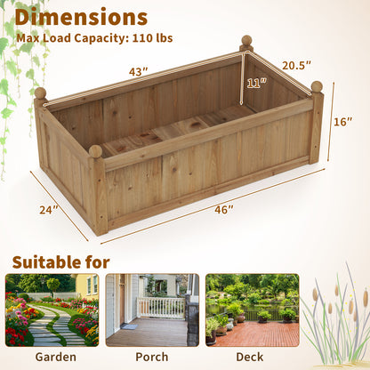 46 x 24 x 16 Inch Rectangular Planter Box with Drainage Holes for Backyard Garden Lawn, Brown Raised Garden Beds at Gallery Canada