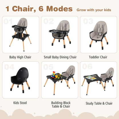 5-in-1 Baby Convertible Wooden High Chair with Detachable Tray, Black High Chairs at Gallery Canada