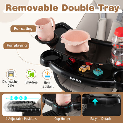 5-in-1 Baby Convertible Wooden High Chair with Detachable Tray, Black High Chairs at Gallery Canada