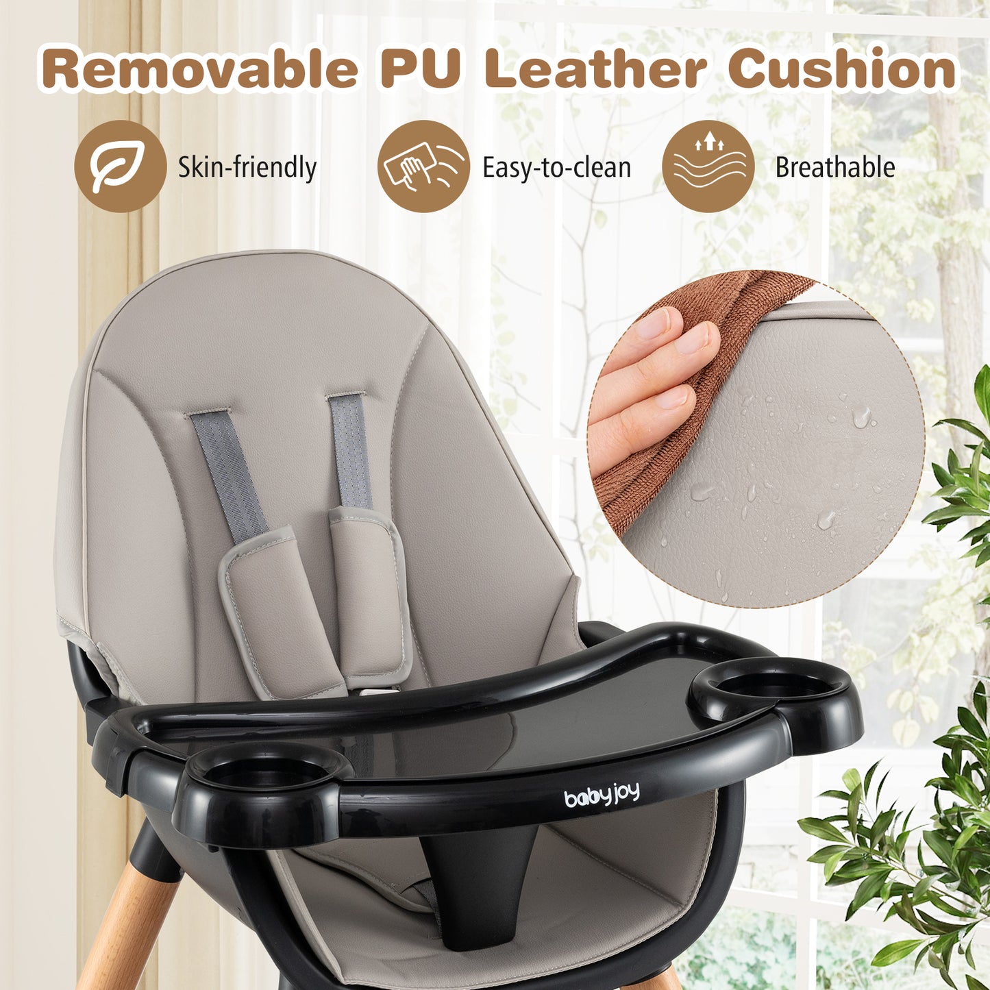 5-in-1 Baby Convertible Wooden High Chair with Detachable Tray, Black High Chairs at Gallery Canada