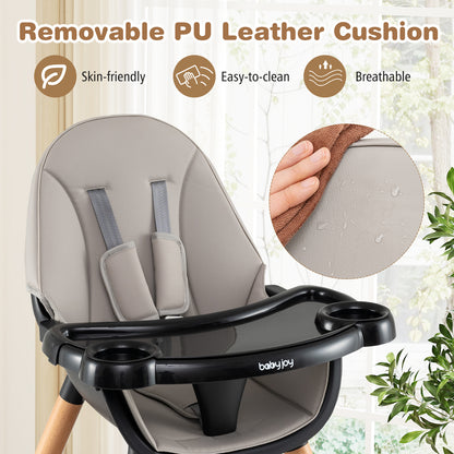 5-in-1 Baby Convertible Wooden High Chair with Detachable Tray, Black High Chairs at Gallery Canada