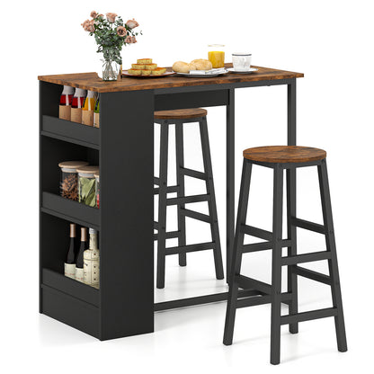 3-Piece Bar Table Set With Storage, Brown Dining Room Sets at Gallery Canada
