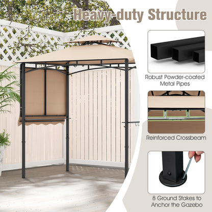 11 x 5 FT Grill Gazebo with Side Awning and Double-Tiered Top, Beige Gazebos at Gallery Canada