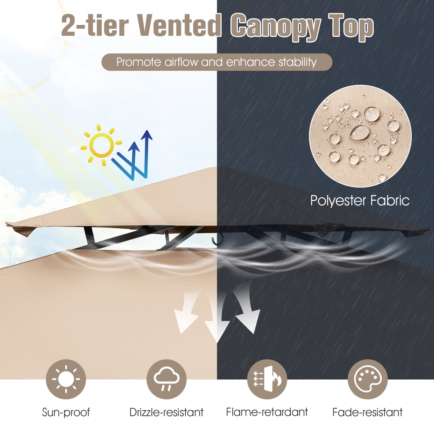 11 x 5 FT Grill Gazebo with Side Awning and Double-Tiered Top, Beige Gazebos at Gallery Canada