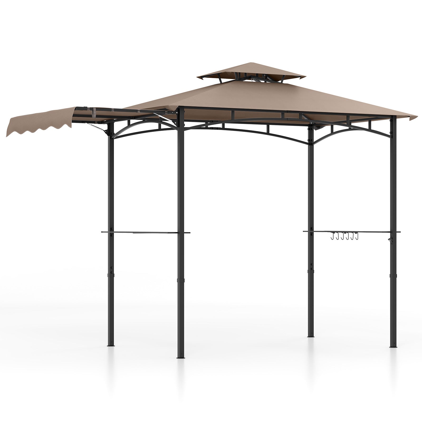 11 x 5 FT Grill Gazebo, Side Awning, Double-Tiered Top, Brown Gazebos at Gallery Canada