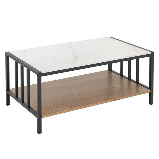 2 Tier Coffee Table, Sintered Stone Tabletop, White Coffee Tables White at Gallery Canada