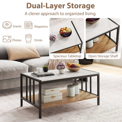 2 Tier Coffee Table with Sintered Stone Tabletop, White Coffee Tables at Gallery Canada