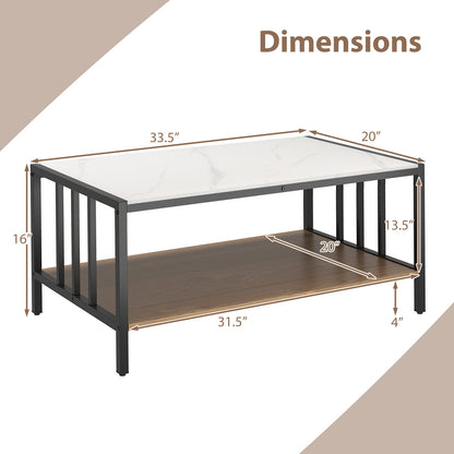 2 Tier Coffee Table with Sintered Stone Tabletop, White Coffee Tables at Gallery Canada