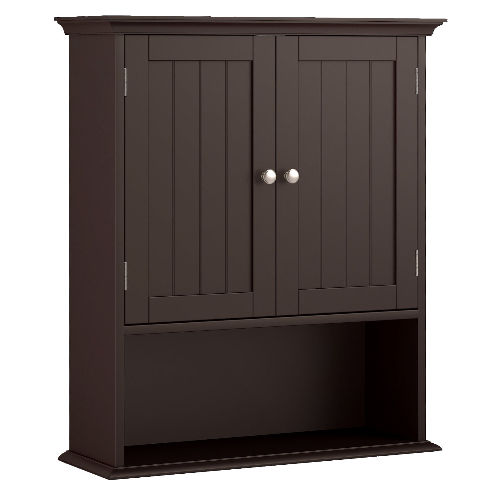 Wall Mount Bathroom Cabinet Storage Organizer with Doors and Shelves, Brown Wall Cabinets Brown at Gallery Canada