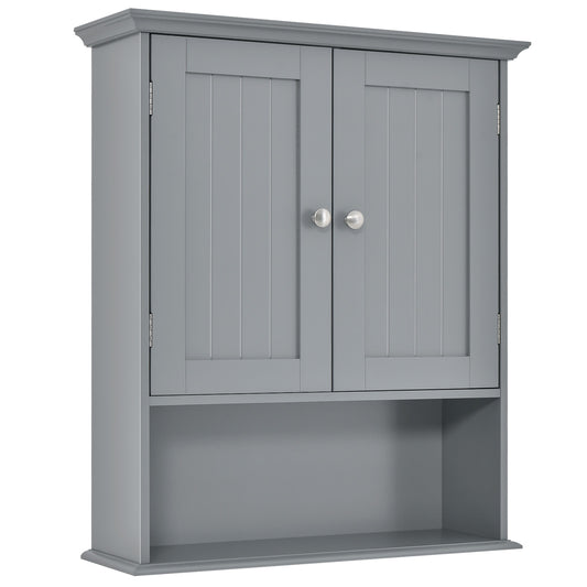 Wall Mount Bathroom Cabinet Storage Organizer with Doors and Shelves, Gray Wall Cabinets Gray at Gallery Canada