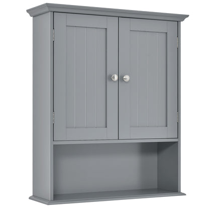 Wall Mount Bathroom Cabinet Storage Organizer with Doors and Shelves, Gray Wall Cabinets at Gallery Canada