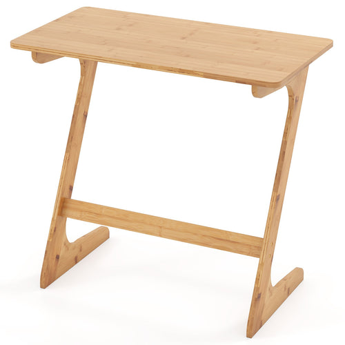 Bamboo Z-Shaped Sofa Side Table, Natural