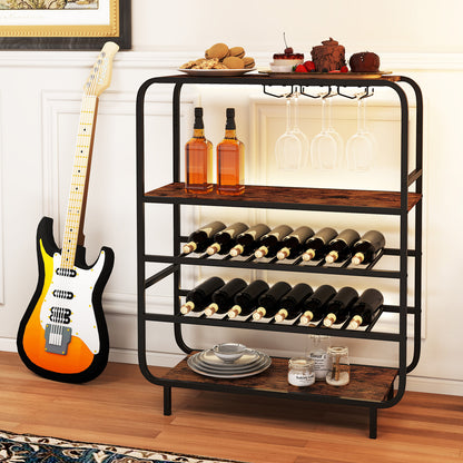 16 Bottle Wine Rack with 5-Tier Wine Shelf and Glass Holders for Kitchen Bar, Rustic Brown Wine Racks at Gallery Canada