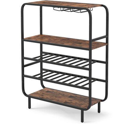 16 Bottle Wine Rack, 5-Tier Shelf, Glass Holders, Rustic Brown Wine Racks at Gallery Canada