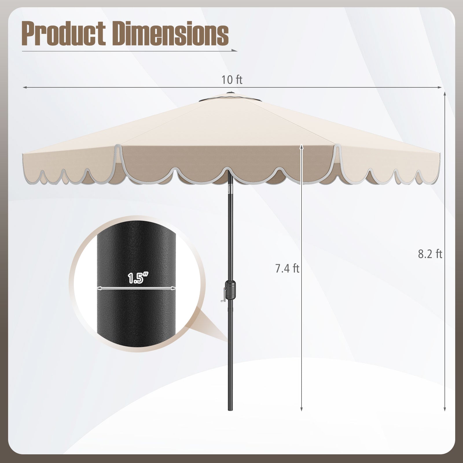 10 Feet Patio Umbrella, Crank Tilt Adjustment, Beige Outdoor Umbrellas at Gallery Canada