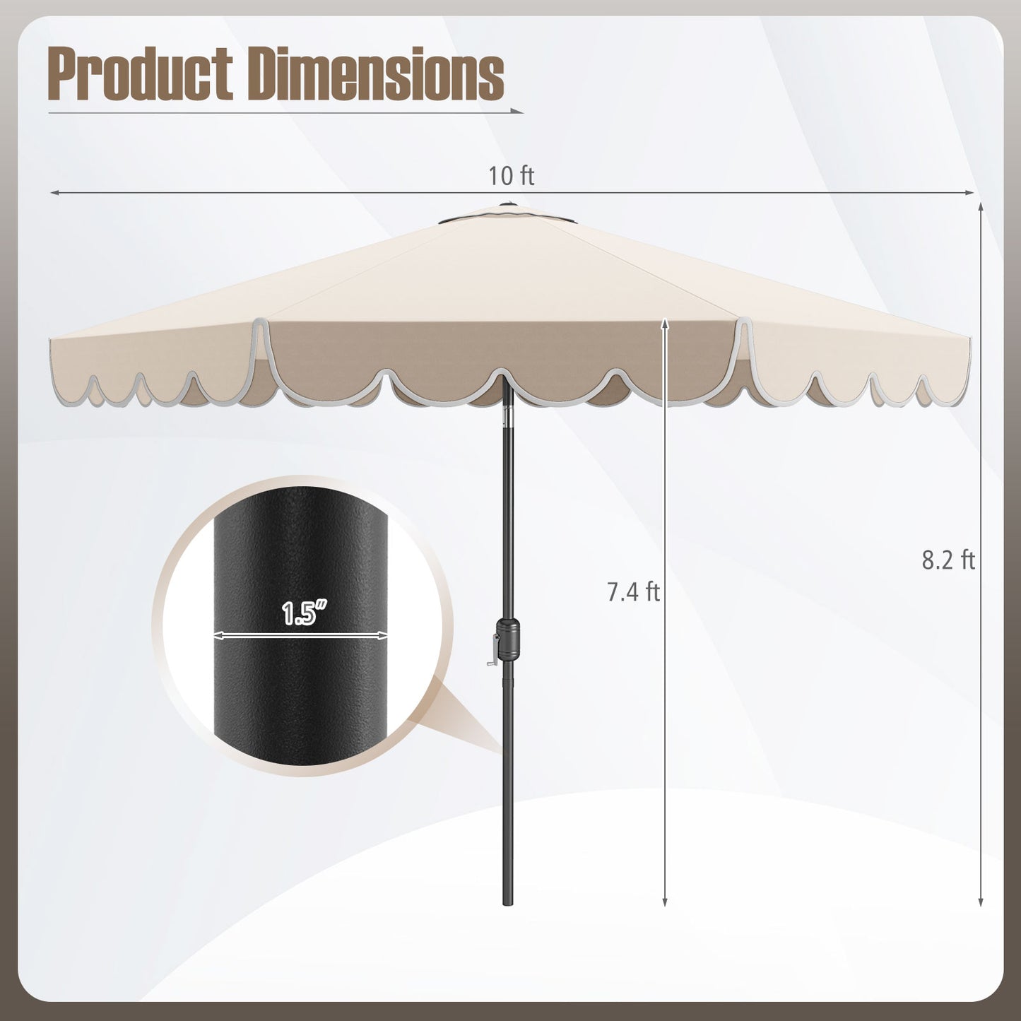 10 Feet Patio Umbrella, Crank Tilt Adjustment, Beige Outdoor Umbrellas at Gallery Canada