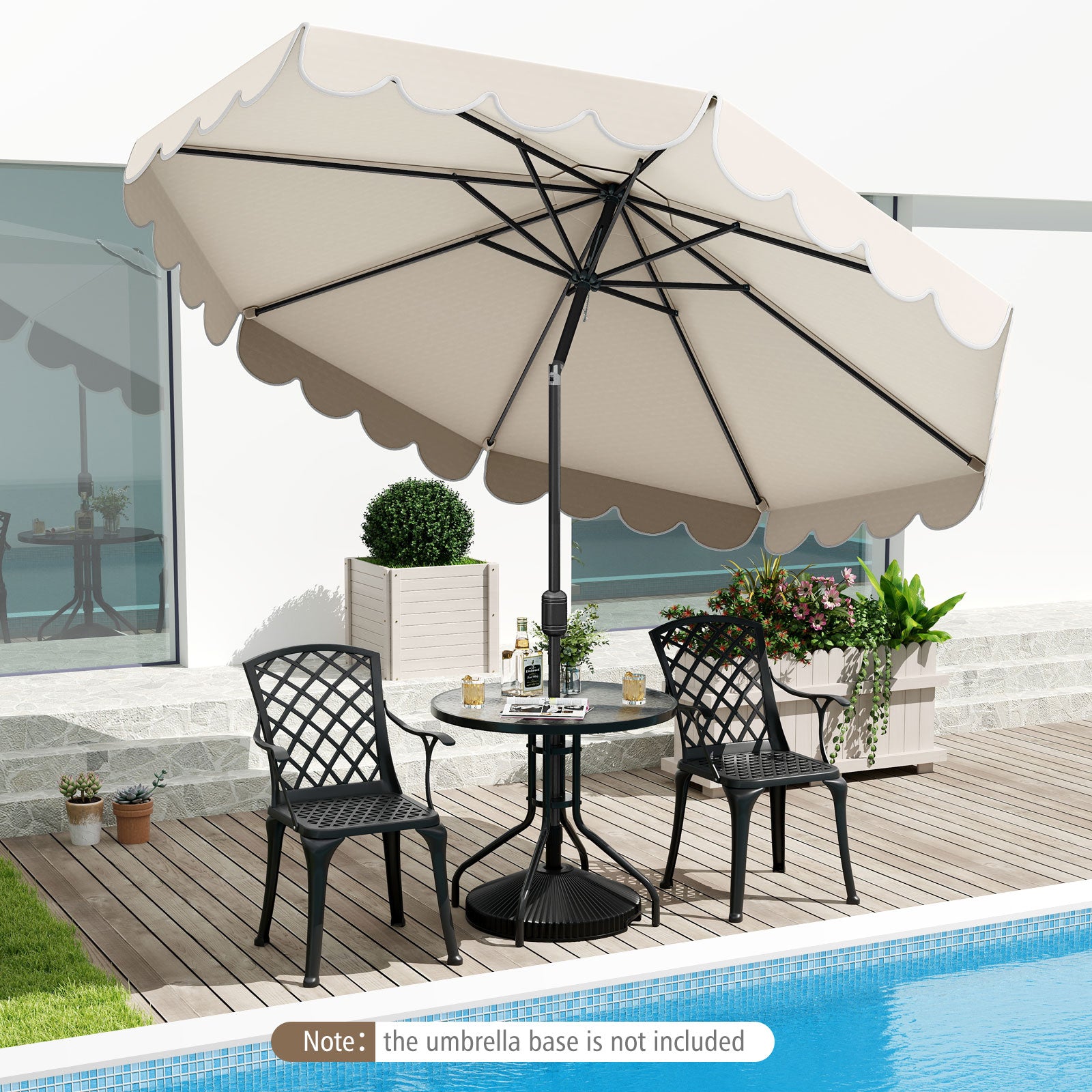10 Feet Patio Umbrella, Crank Tilt Adjustment, Beige Outdoor Umbrellas at Gallery Canada