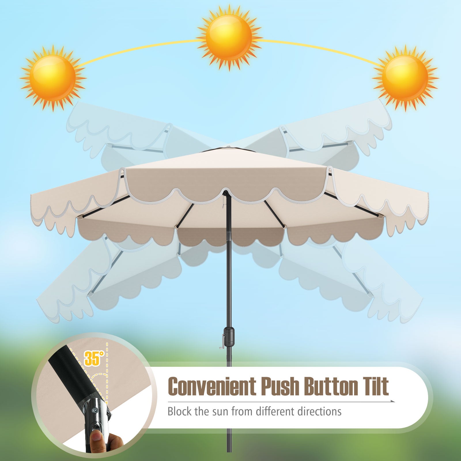 10 Feet Patio Umbrella, Crank Tilt Adjustment, Beige Outdoor Umbrellas at Gallery Canada