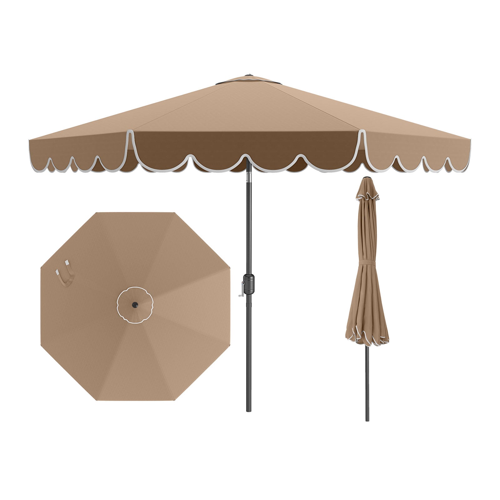 10 Feet Patio Umbrella Outdoor Market Umbrella with Crank Tilt Adjustment, Coffee Outdoor Umbrellas at Gallery Canada